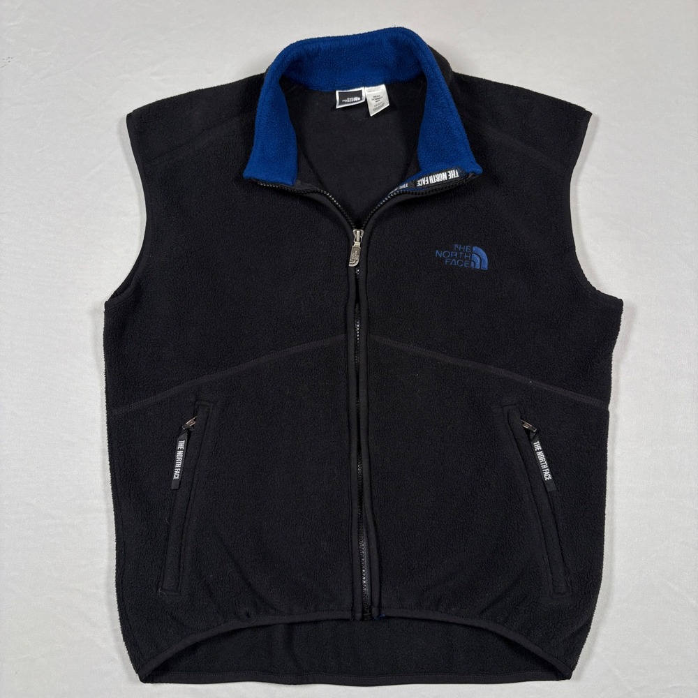 Vtg The North Face Denali Fleece Vest Mens M Black Blue Polartec Made in USA 90s